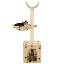 vidaXL bézs, mancsmintás macskabútor szizál kaparófákkal 105 cm macskafelszerelés