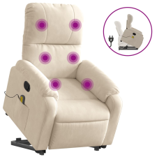vidaXL bézs mikroszálas szövet felállást segítő dönthető masszázsfotel (3204941) masszázsfotel