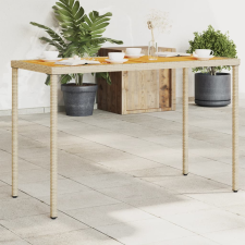 vidaXL bézs polyrattan akácfa lapos kerti asztal 115x54x74 cm kerti bútor