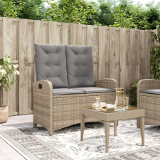 vidaXL bézs polyrattan dönthető kerti pad párnával kerti bútor