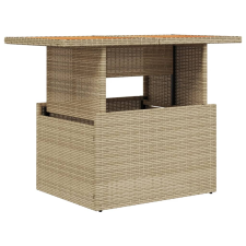 vidaXL bézs polyrattan és akácfa kerti asztal 100 x 55 x 73 cm kerti bútor