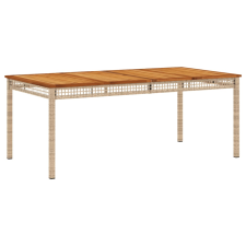 vidaXL bézs polyrattan és akácfa kerti asztal 180 x 90 x 75 cm (366281) kerti bútor
