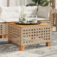 vidaXL bézs polyrattan és akácfa kerti asztal 55 x 55 x 36 cm kerti bútor