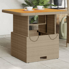 vidaXL bézs polyrattan és akácfa kerti asztal 80 x 80 x 71 cm kerti bútor