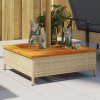 vidaXL Bézs polyrattan és akácfa napernyőtalp-burkolat 70 x 70 x 25 cm