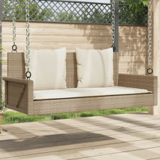 vidaXL Bézs polyrattan hintapad párnával 119 x 56 x 48 cm hintaágy