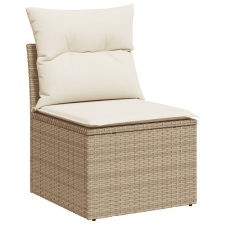 vidaXL bézs polyrattan karfa nélküli kerti kanapé párnával (366050) kerti bútor