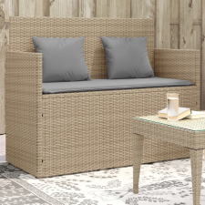 vidaXL bézs polyrattan kerti pad párnákkal kerti bútor