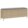 vidaXL bézs polyrattan kerti pad párnával 110x30x40,5 cm