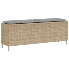 vidaXL bézs polyrattan kerti pad párnával 110x30x40,5 cm kerti bútor