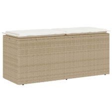 vidaXL bézs polyrattan kerti pad párnával 110x40x44 cm kerti bútor