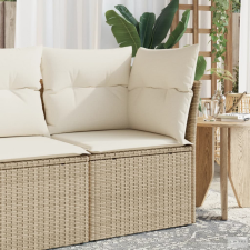 vidaXL Bézs polyrattan kerti sarokkanapé párnával kerti bútor