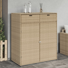vidaXL bézs polyrattan kerti tárolószekrény 105 x 55 x 113 cm kerti tárolás