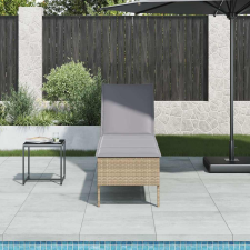 vidaXL bézs polyrattan napozóágy párnával 55x200x44 cm kerti bútor