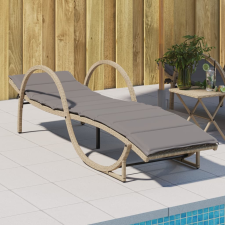 vidaXL bézs polyrattan napozóágy párnával 60 x 199 x 42 cm kerti bútor