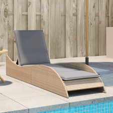 vidaXL bézs polyrattan napozóágy párnával 60x205x73 cm kerti bútor