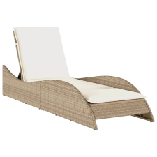 vidaXL bézs polyrattan napozóágy párnával 60x205x73 cm (368282) kerti bútor