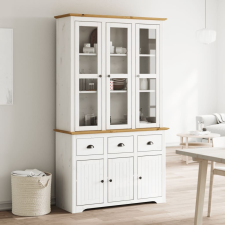 vidaXL BODO fehér-barna tömör fenyőfa magasszekrény 115,5x43x200,5 cm bútor