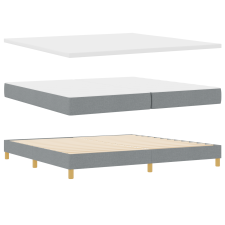 vidaXL Boksz rugós ágy matraccal, világosszürke 200x200 cm szövet (3341377) ágy és ágykellék