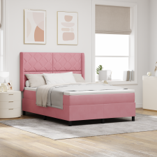 vidaXL Bokszrugó Ágy Matrac Bőrhatású Rózsaszín 160x200 cm ágy és ágykellék