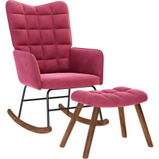 vidaXL bordó bársony hintaszék lábtartóval (4016848) bútor