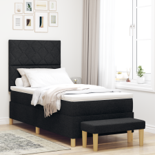 vidaXL Box Ágytakaró Matraccal és Pad Fekete 100x200 cm Szövet ágy és ágykellék
