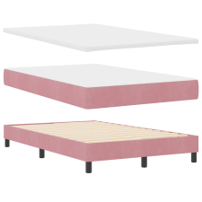 vidaXL Box Spring Ágy Matrac és LED Rózsaszín 120x200 cm Bársony (3342583) ágy és ágykellék