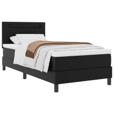 vidaXL Box Spring Ágy Matrac Fekete Egyszemélyes Műbőr (3339028) ágy és ágykellék