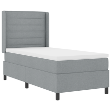vidaXL Box Spring Ágy Matrac + LED Fény Szürke 90x200 cm Szövet (3343420) ágy és ágykellék