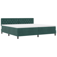 vidaXL Box Spring Ágy Matrac & LED Sötét Zöld 200x200 cm Bársony (3342611) ágy és ágykellék