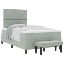 vidaXL Box Spring Ágy Matrac & Pad Világosszürke 120x200 cm Bársonyos (3344570) ágy és ágykellék