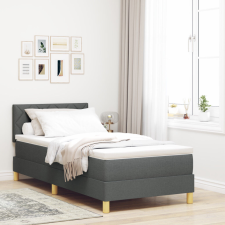 vidaXL Box Spring ágy matraccal & LED világítással Sötétszürke 90x190 cm Szövet ágy és ágykellék