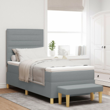 vidaXL Box Spring Ágy matraccal & Pad világosszürke 100x200 cm textil ágy és ágykellék