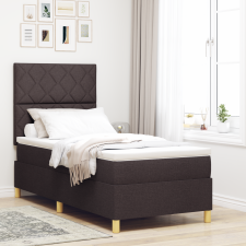 vidaXL Box Spring Ágy matraccal és LED-del Sötétbarna 100x200 cm Szövet ágy és ágykellék