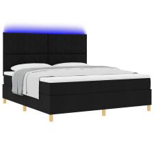 vidaXL Box Spring Ágy Matraccal és LED Fény Fekete 180x200 cm Szövet (3343196) ágy és ágykellék