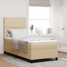 vidaXL Box Spring Ágy Matraccal és LED Krém 90x200 cm Szövet ágy és ágykellék