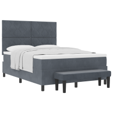 vidaXL Box Spring Ágy Matraccal és Pad Dark Grey 160x200 cm Bársony (3344589) ágy és ágykellék