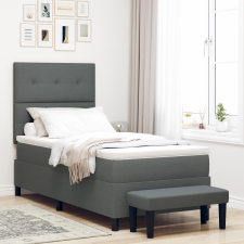 vidaXL Box Spring Ágy Matraccal és Pad Dark Grey 80x200 cm Szövet ágy és ágykellék