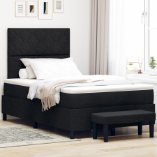 vidaXL Box Spring Ágy Matraccal és Pad Fekete 120x190 cm Szövet ágy és ágykellék