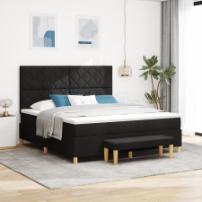 vidaXL Box Spring Ágy Matraccal és Pad Fekete 180x200 cm Szövet ágy és ágykellék
