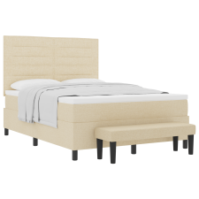 vidaXL Box Spring Ágy Matraccal és Pad Krém 140x200 cm Szövet (3344000) ágy és ágykellék