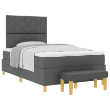 vidaXL Box Spring Ágy Matraccal és Pad Sötétszürke 120x190 cm Textil (3344360) ágy és ágykellék