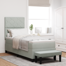 vidaXL Box Spring Ágy Matraccal és Pad világosszürke 80x200 cm Bársony ágy és ágykellék