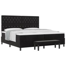 vidaXL Box spring ágy matraccal és padal fekete 200x200 cm velúr (3344470) ágy és ágykellék