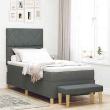 vidaXL Box Spring Ágy Matraccal és Padal Sötét Szürke 100x200 cm Szövet ágy és ágykellék