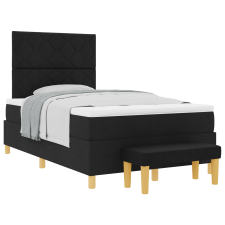 vidaXL Box Spring Ágy matraccal és paddal Fekete 120x200 cm Szövet (3344368) ágy és ágykellék
