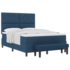 vidaXL Box Spring ágy matraccal és paddal, kék, 140x200 cm szövet (3344155) ágy és ágykellék