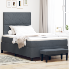 vidaXL Box Spring Ágy Matraccal és Paddal Sötétszürke 120x190 cm Bársony ágy és ágykellék