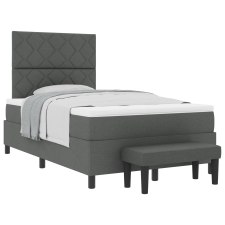 vidaXL Box Spring ágy matraccal és paddal sötétszürke 120x200 cm (3344136) ágy és ágykellék