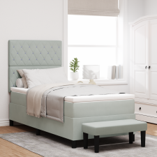 vidaXL Box Spring Ágy Matraccal és Paddal Világosszürke 100x200 cm Bársony ágy és ágykellék